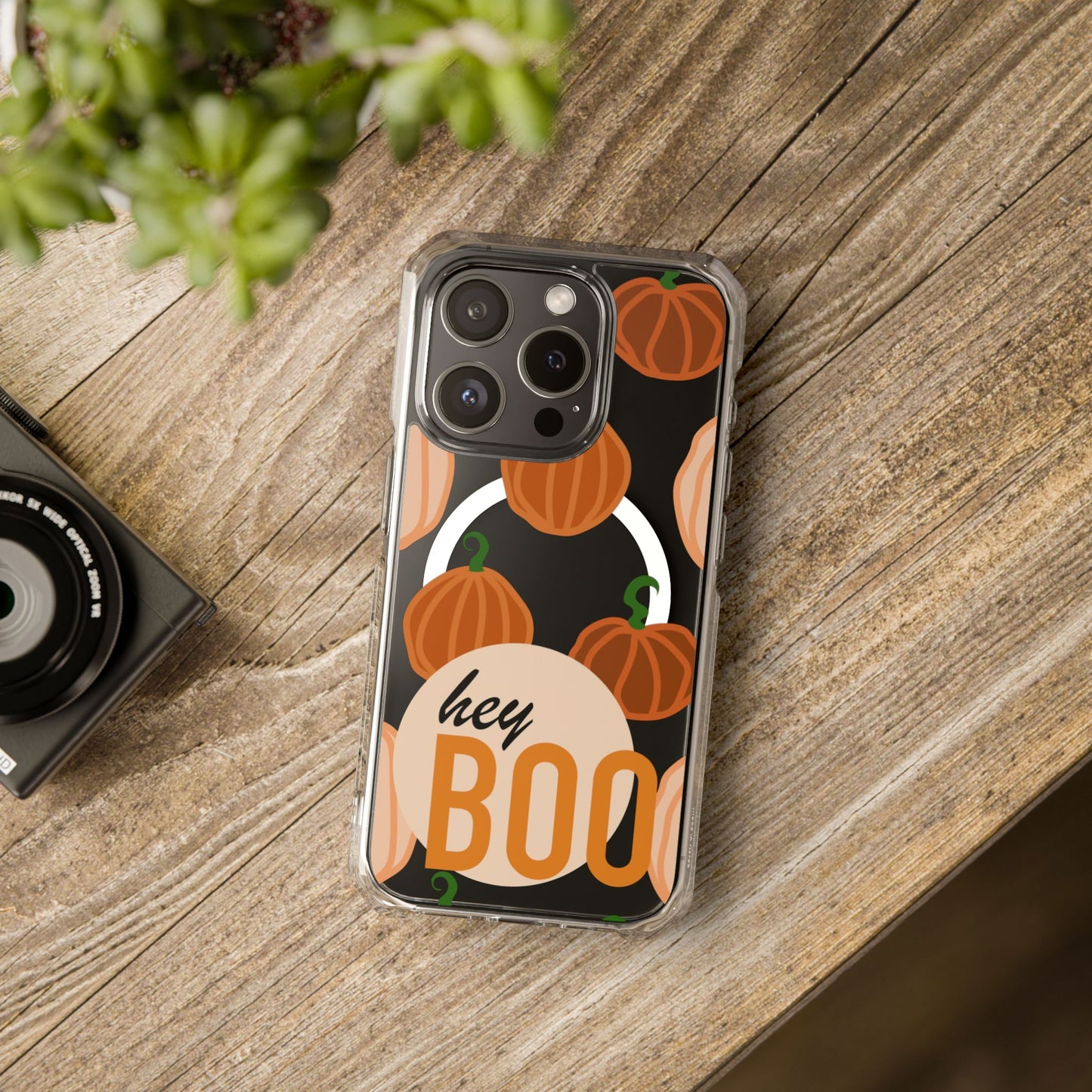 Hay Boo Halloween Pumpkin Phone Magnetic Clear Impact Cases