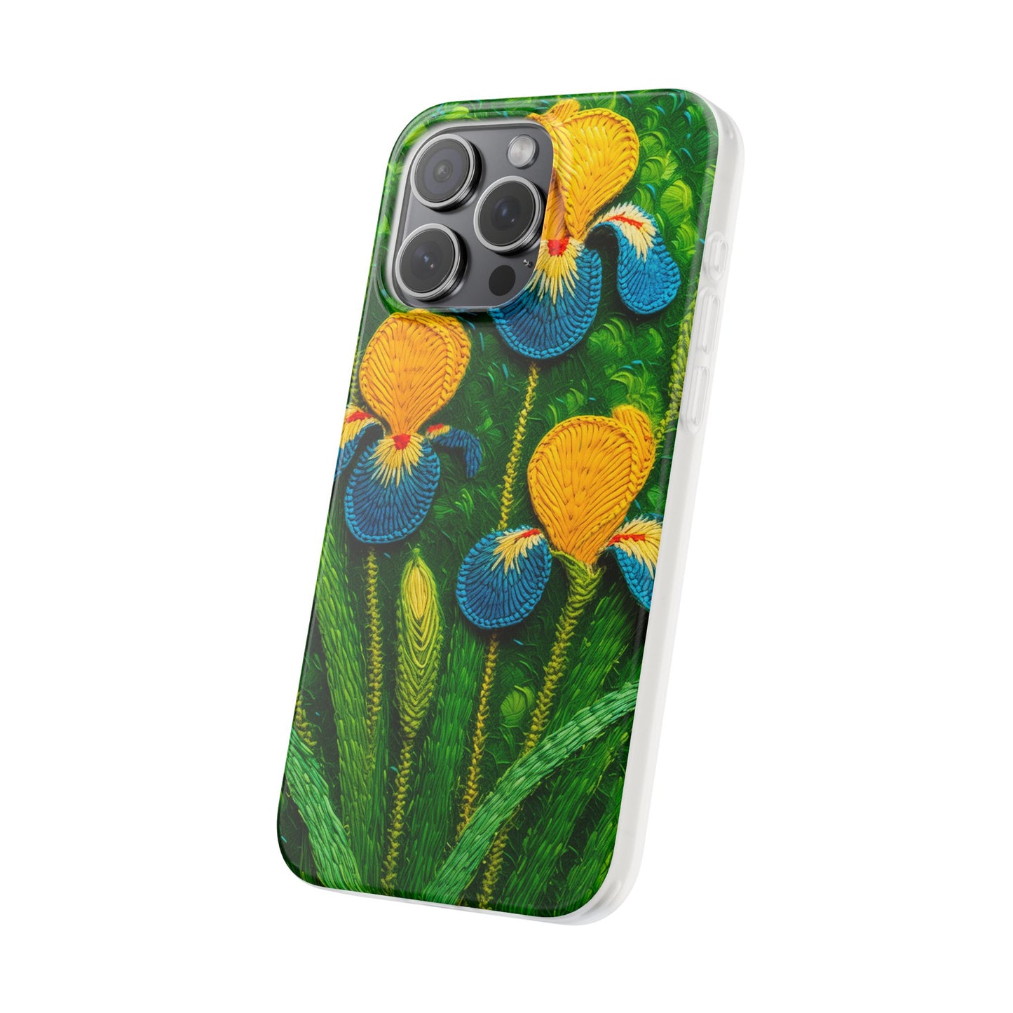 Knitted Yellow-Blue Irises Flexi Phone Cases