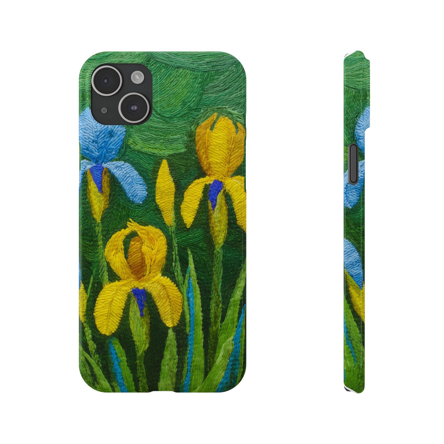 Knitted Irises Print Unisex Travel Slim Phone Cases