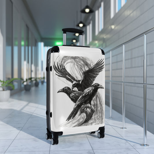 Ravens Black And White Print Chic Suitcase