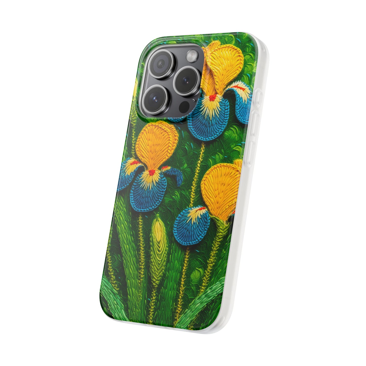 Knitted Yellow-Blue Irises Flexi Phone Cases