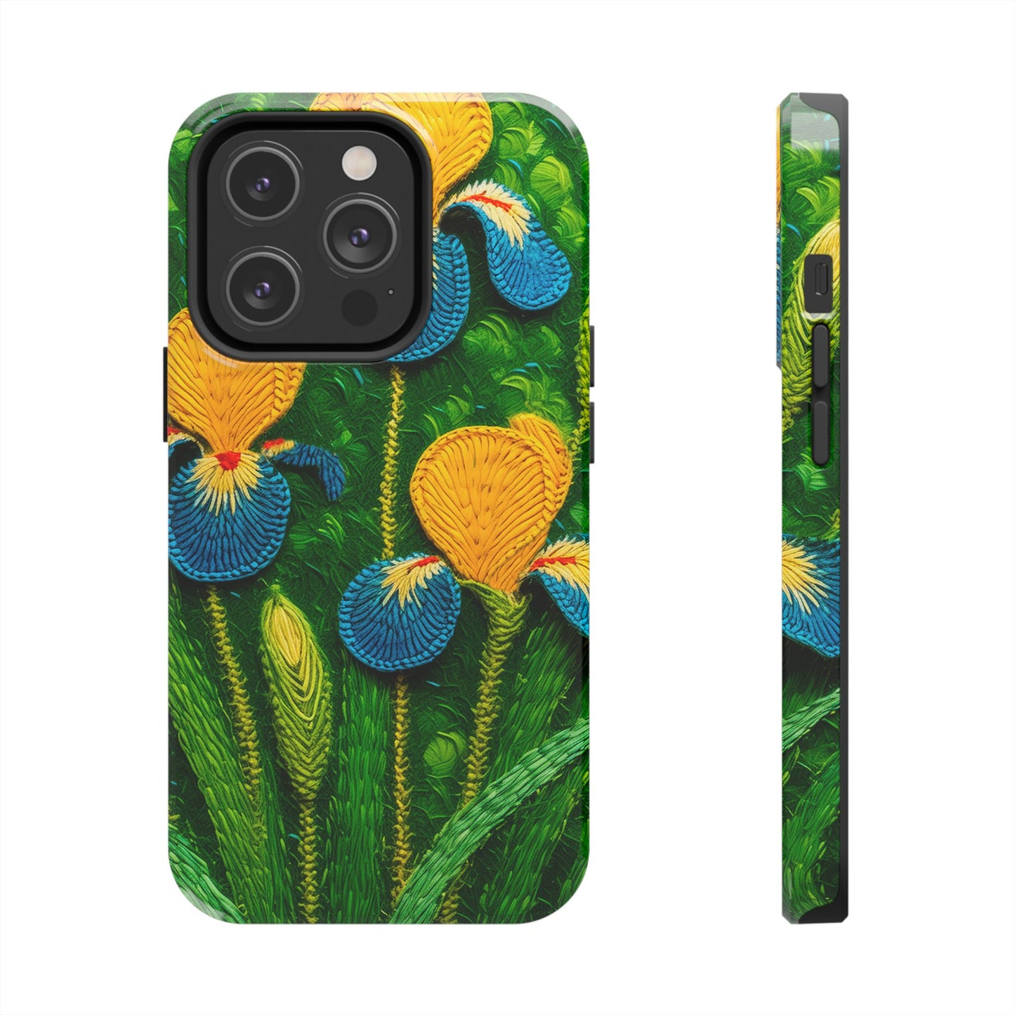 Knitted Yellow-Blue Irises Tough Phone Cases