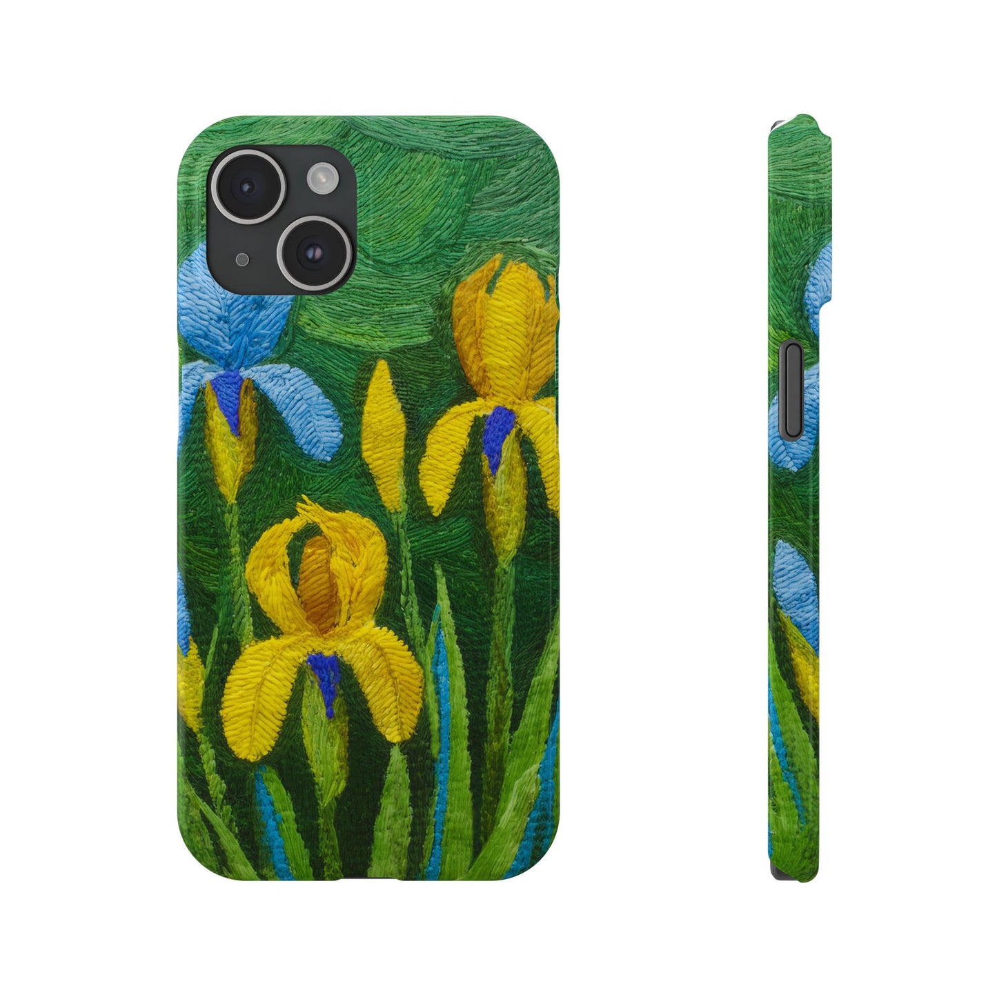 Knitted Irises Print Unisex Travel Slim Phone Cases