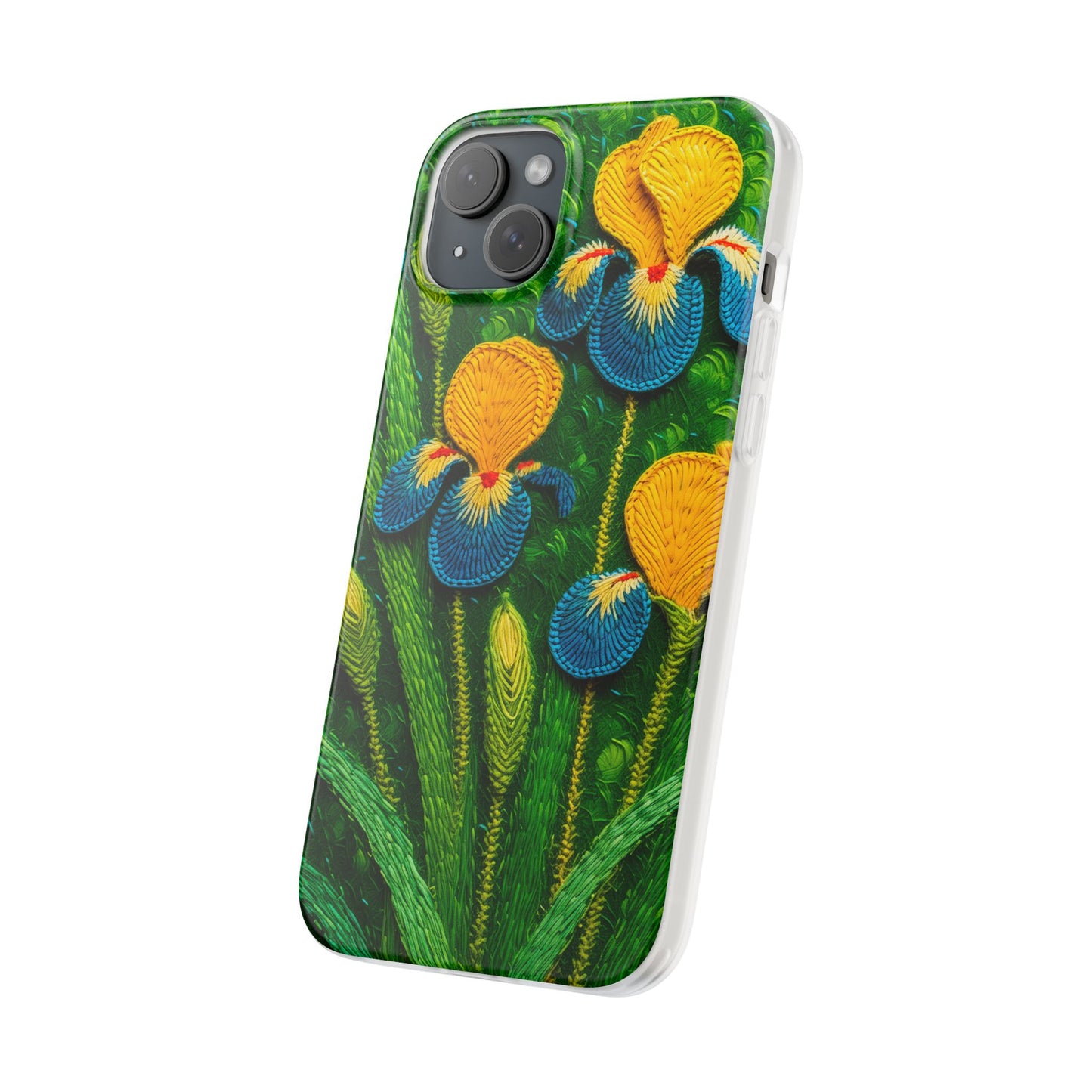 Knitted Yellow-Blue Irises Flexi Phone Cases