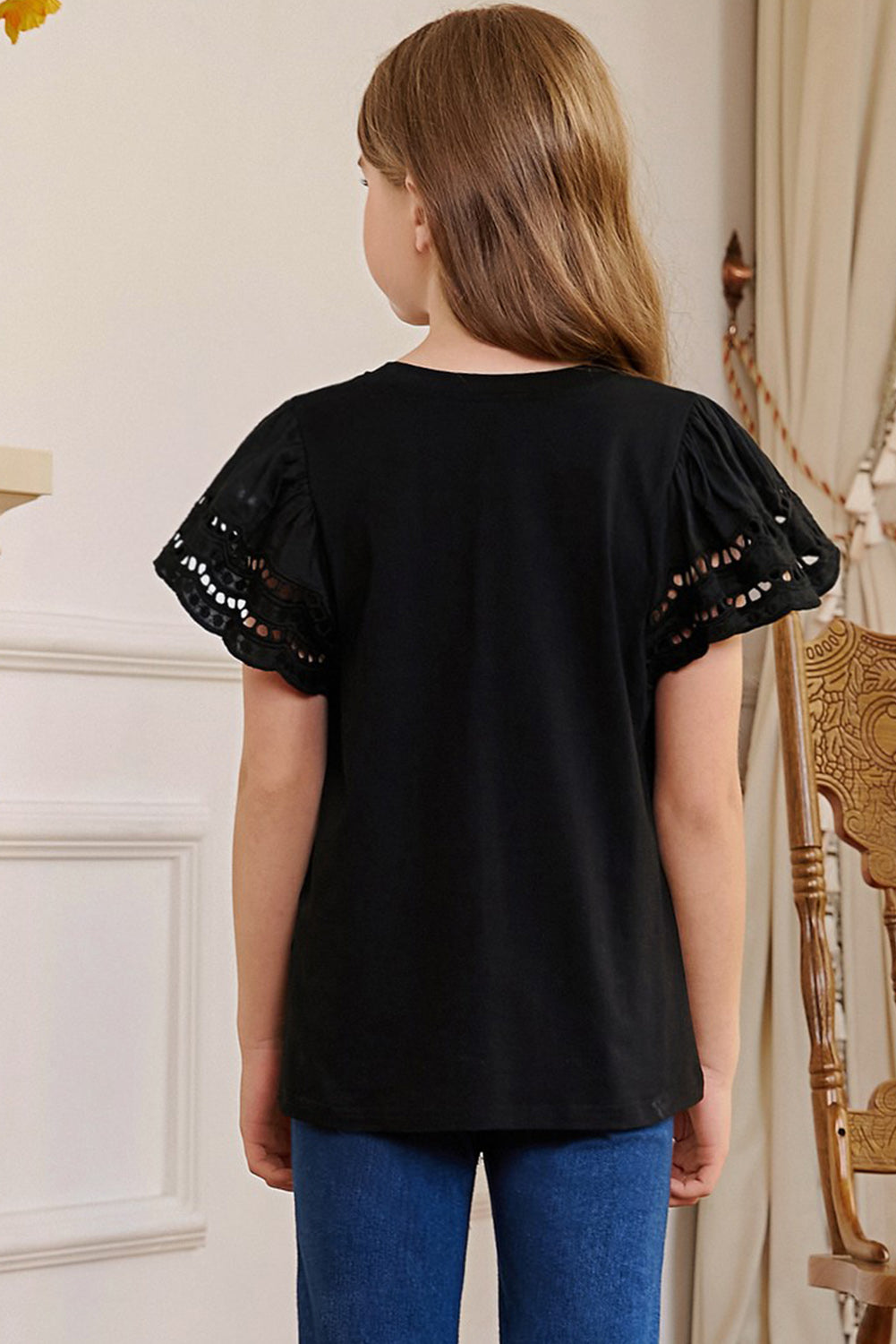 Kids Round Neck Flutter Sleeve T-Shirt