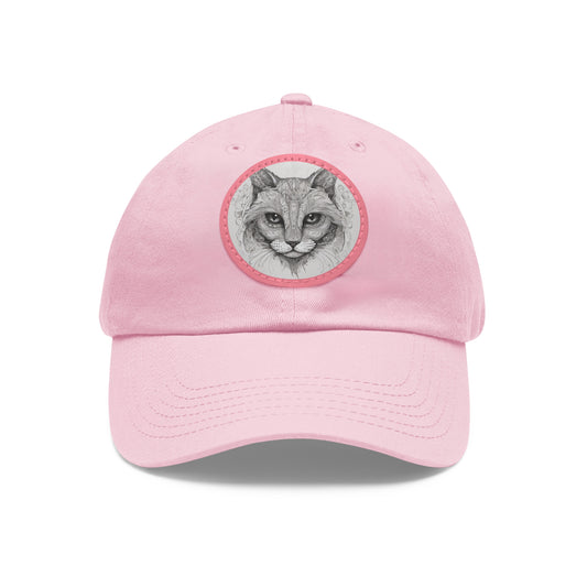 The Cat Print Unisex Dad Hat With Leather Patch Round