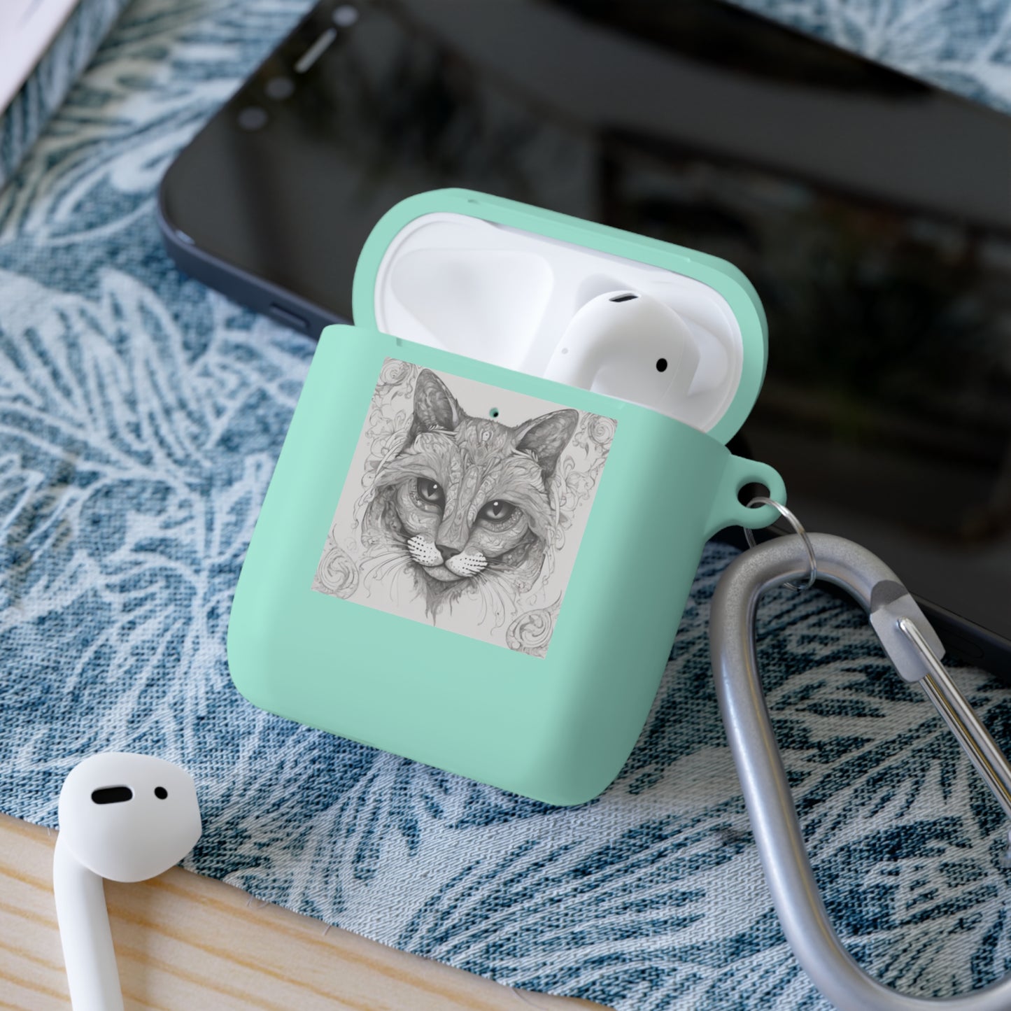 The Cat Black-and-White Print Unisex Travel AirPods and AirPods Pro Case Cover