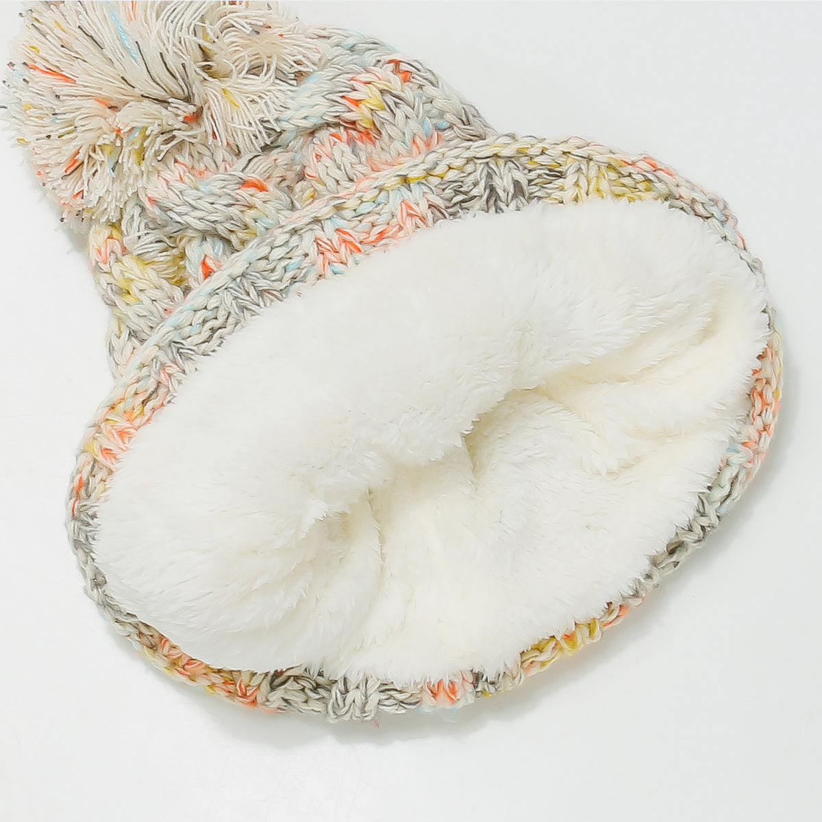 Cute Chic Contrast Cable-Knit Hat with Pompom