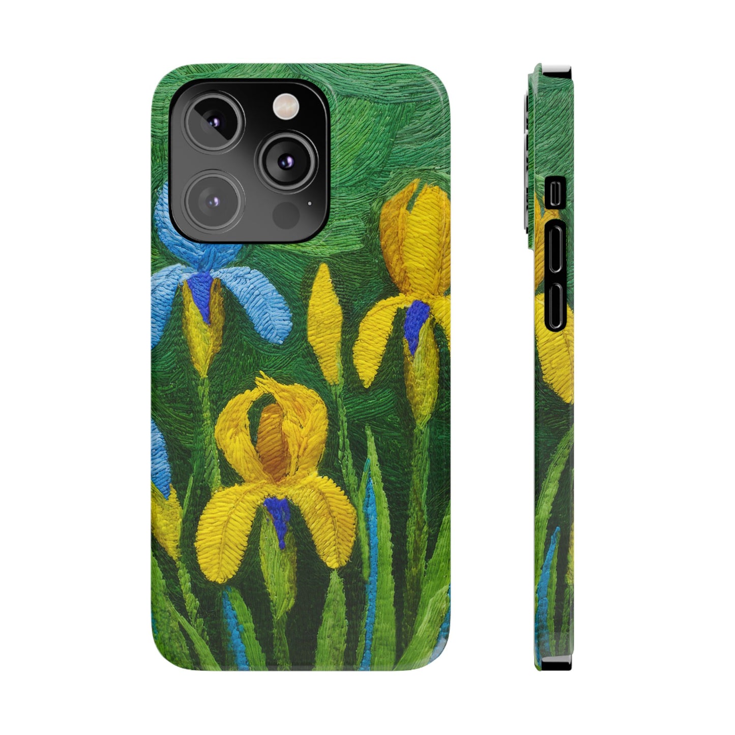 Knitted Irises Print Unisex Travel Slim Phone Cases