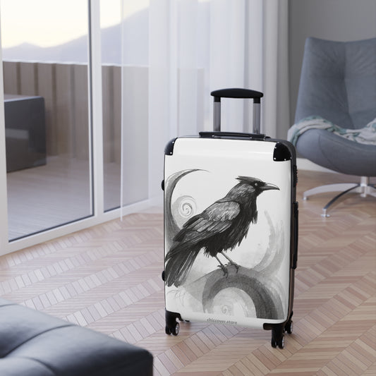 The Raven Monochrome Print Chic Travel Suitcase