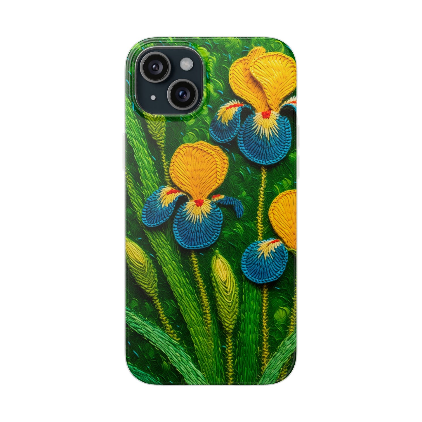 Knitted Yellow-Blue Irises Flexi Phone Cases