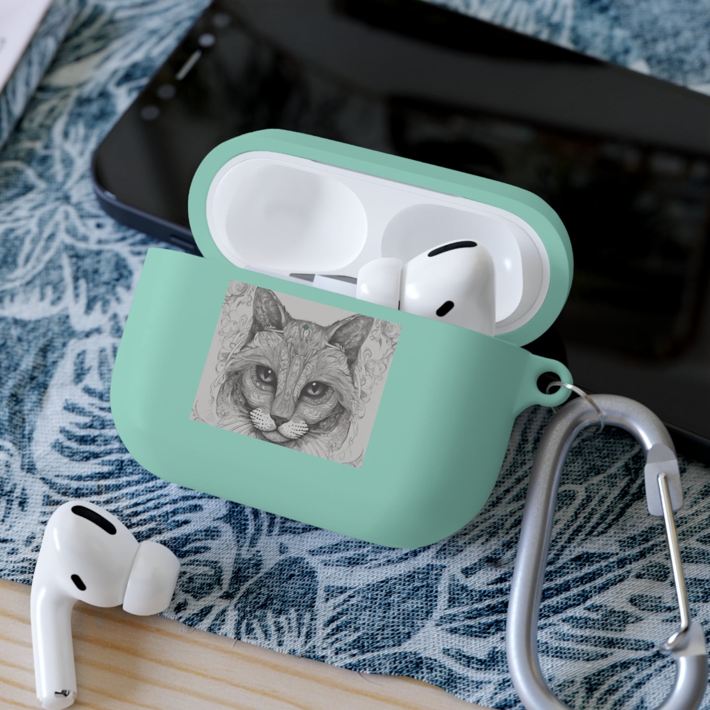 The Cat Black-and-White Print Unisex Travel AirPods and AirPods Pro Case Cover