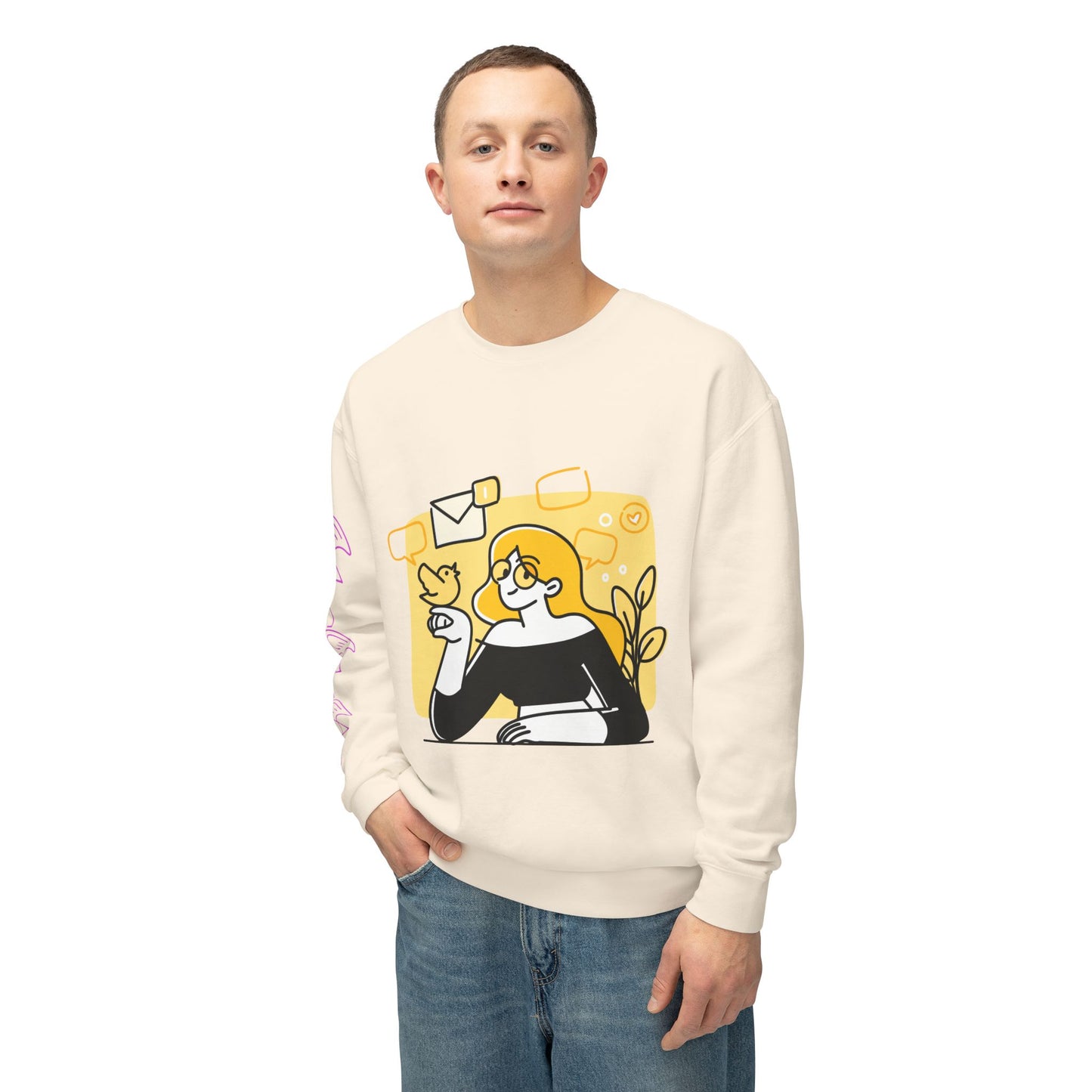 The Social Girl Unisex Lightweight Crewneck Sweatshirt