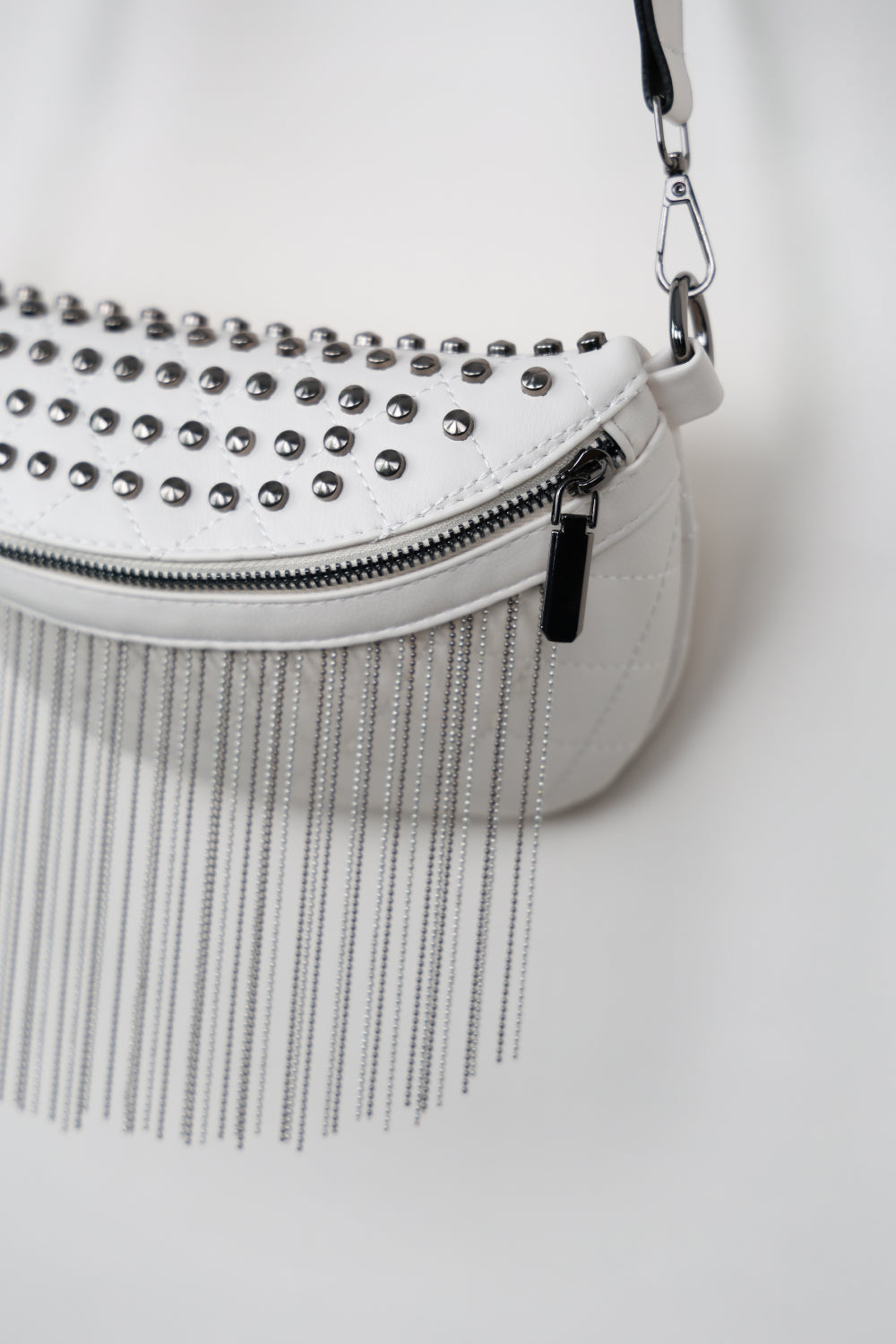 PU Leather Chic Studded Sling Bag with Fringes