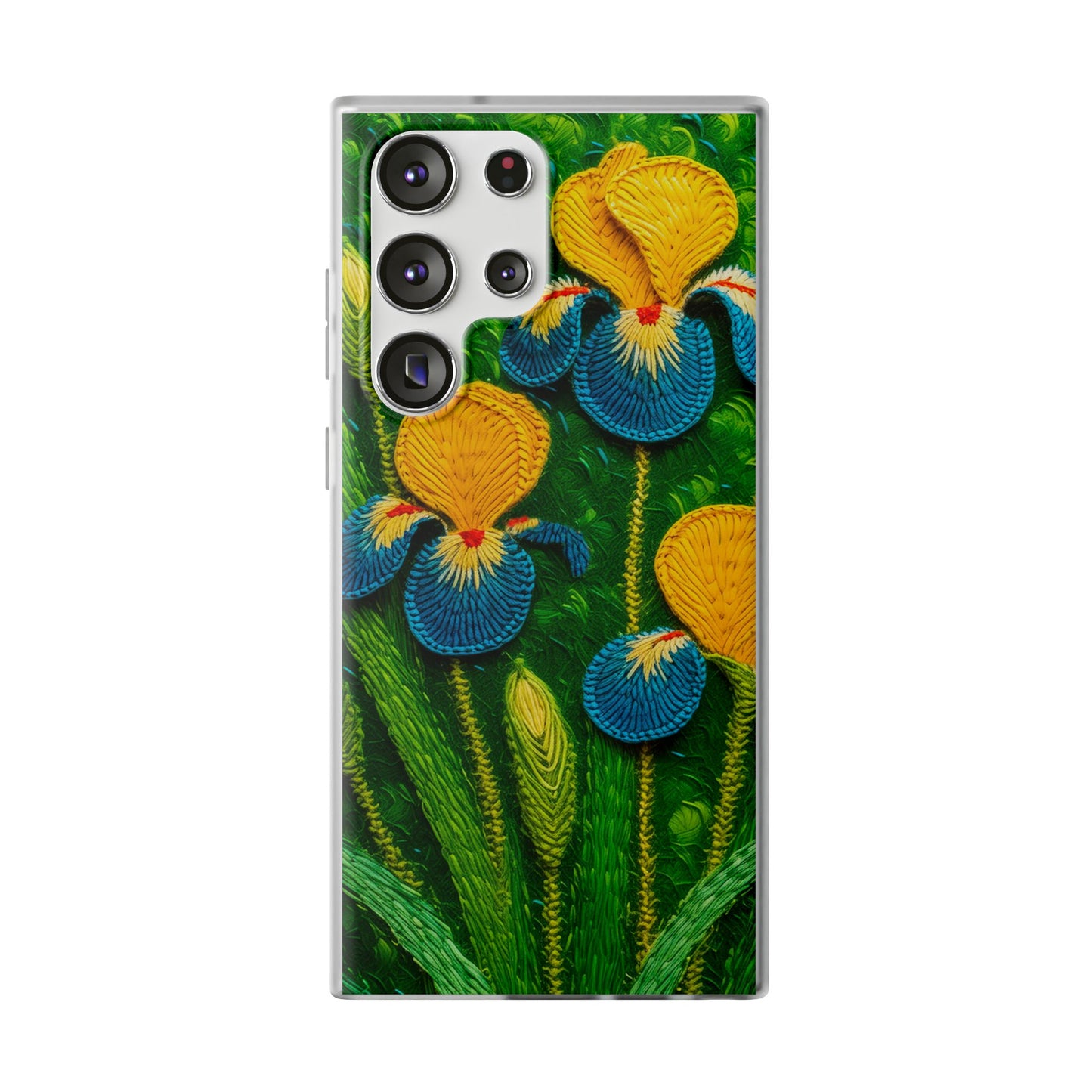 Knitted Yellow-Blue Irises Flexi Phone Cases