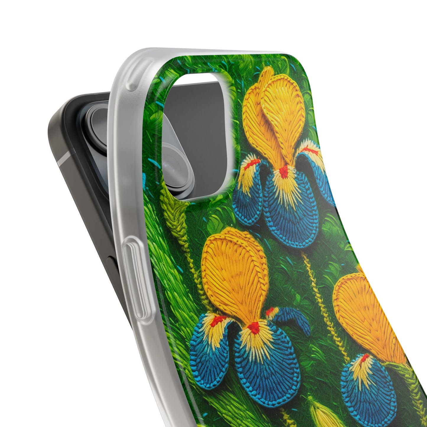 Knitted Yellow-Blue Irises Flexi Phone Cases