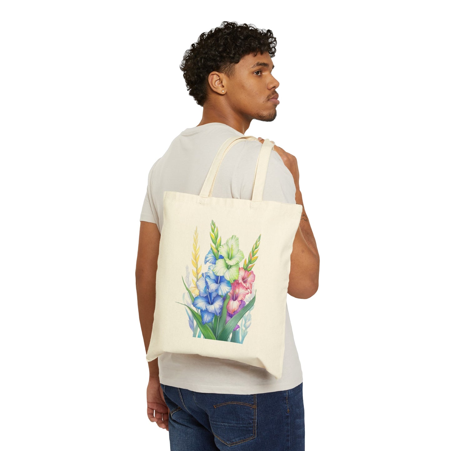 Gladioluses Print Modern Unisex Shopping Travel Cotton Canvas Tote Bag