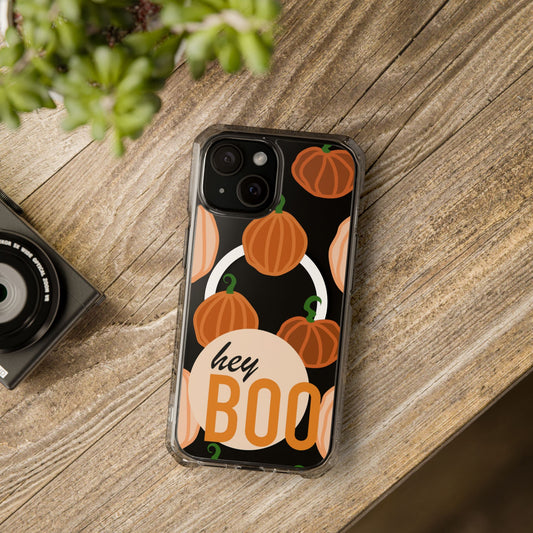 Hay Boo Halloween Pumpkin Phone Magnetic Clear Impact Cases