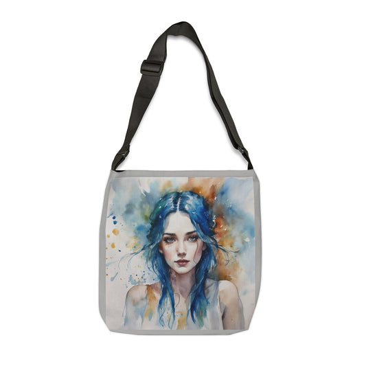 Girl with blue hair. Print on the bag