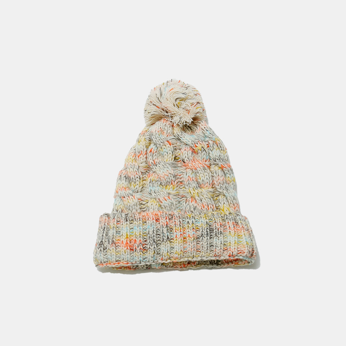 Cute Chic Contrast Cable-Knit Hat with Pompom