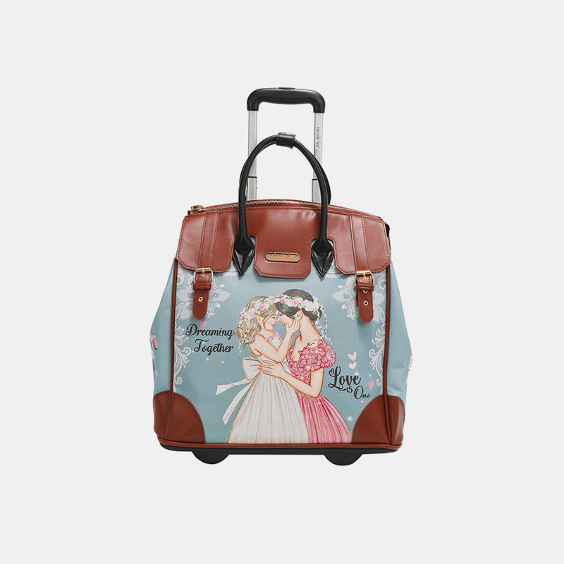 Nicole Lee USA Travel Printed Chic Rolling Tote Bag