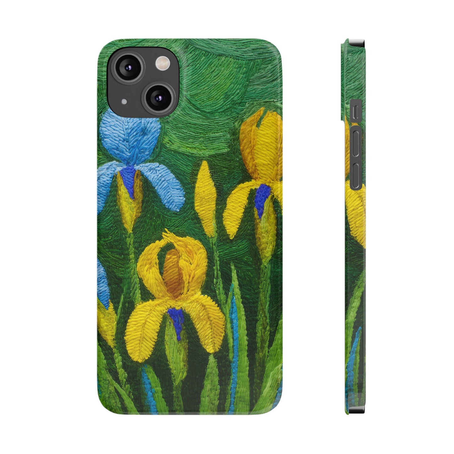 Knitted Irises Print Unisex Travel Slim Phone Cases