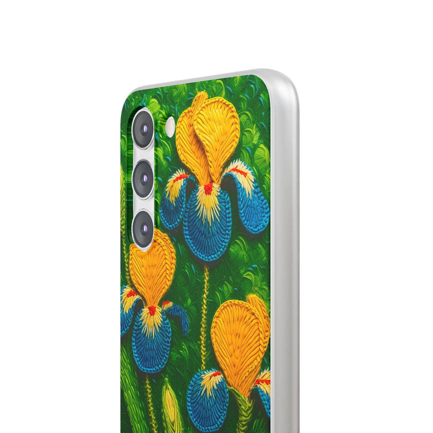 Knitted Yellow-Blue Irises Flexi Phone Cases