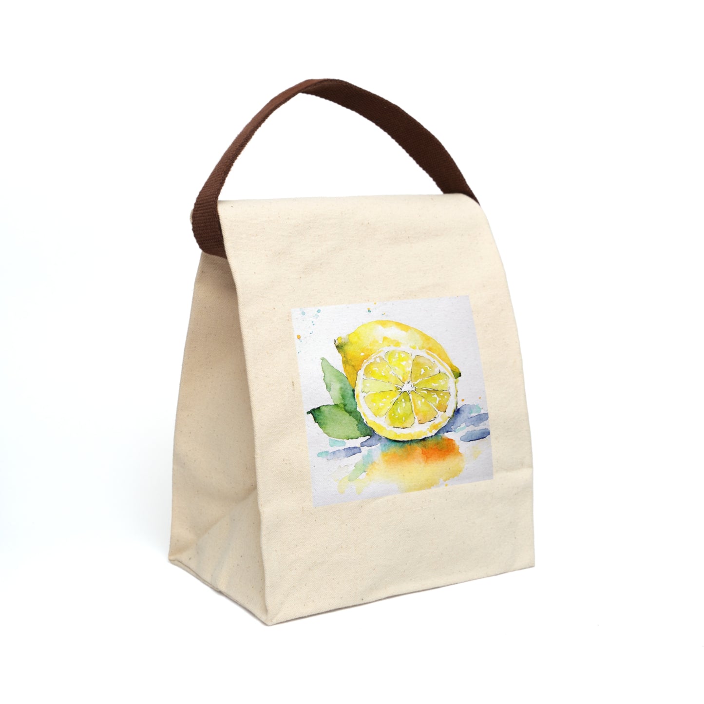 The Lemon Print Cotton Canvas Lunch Bag With Strap