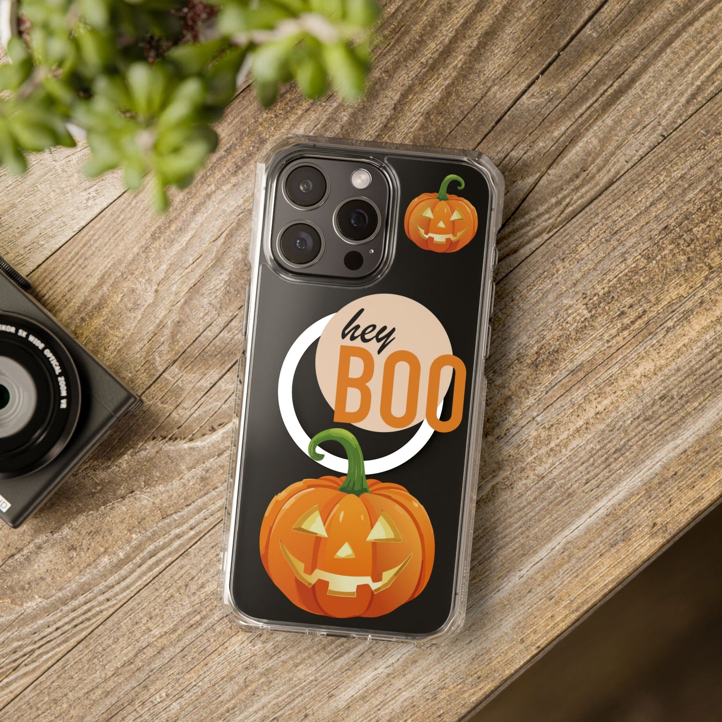 Hey Boo Jack Pumpkin Chic Design Magnetic Clear Impact iPhone Cases