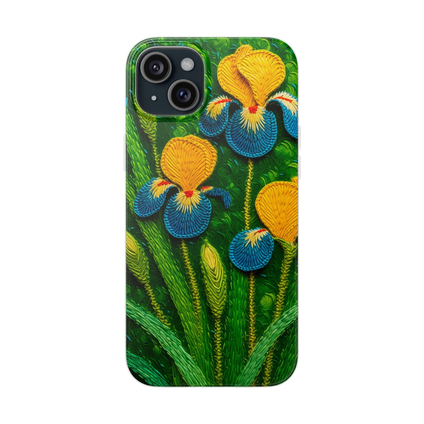 Knitted Yellow-Blue Irises Flexi Phone Cases