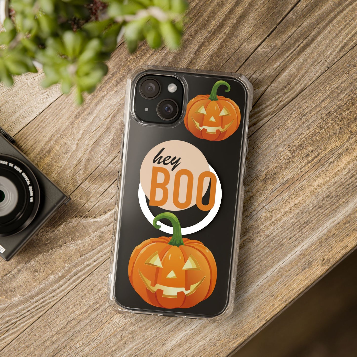 Hey Boo Jack Pumpkin Chic Design Magnetic Clear Impact iPhone Cases