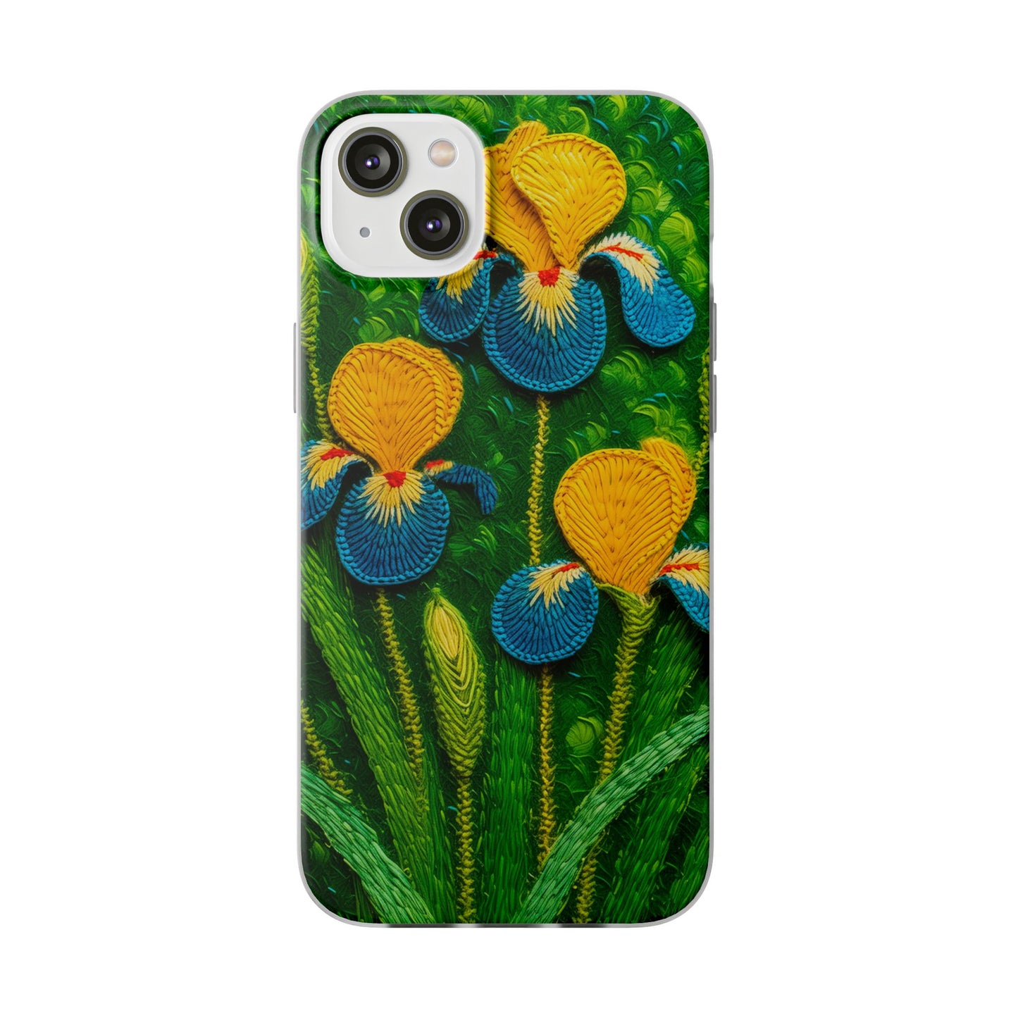 Knitted Yellow-Blue Irises Flexi Phone Cases