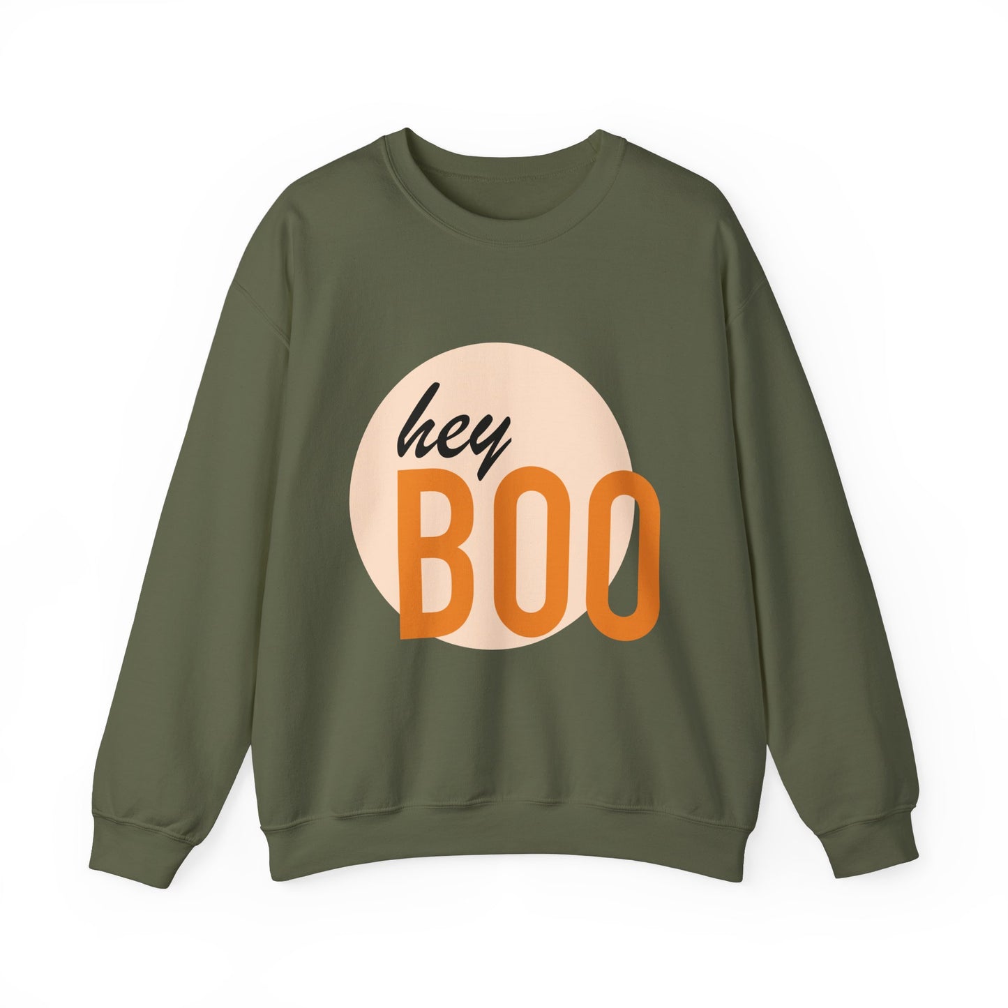 Hey Boo Halloween Print Chic Unisex Heavy Blend™ Crewneck Sweatshirt