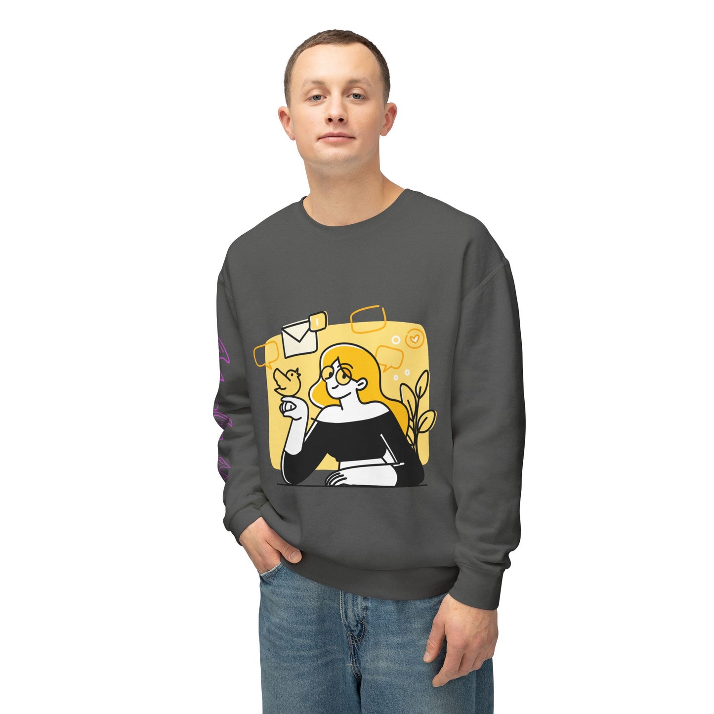 The Social Girl Unisex Lightweight Crewneck Sweatshirt