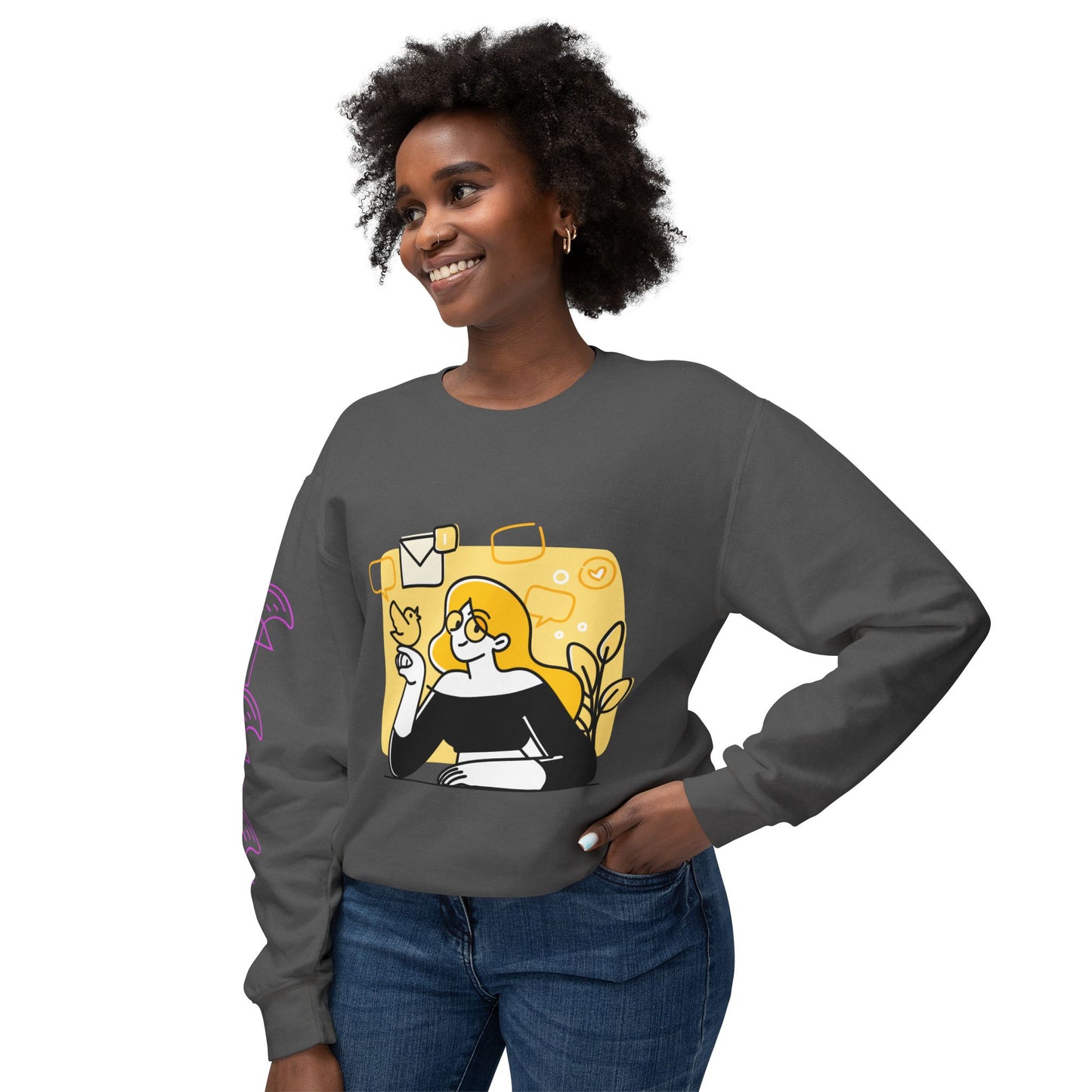 The Social Girl Unisex Lightweight Crewneck Sweatshirt