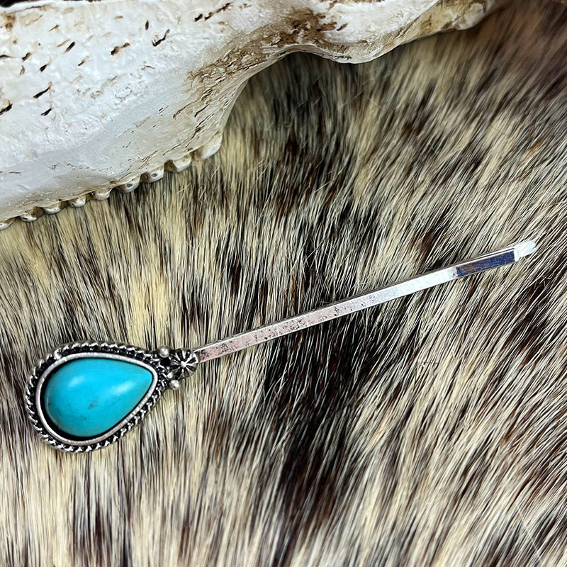 Chic Turquoise Alloy Hairpin