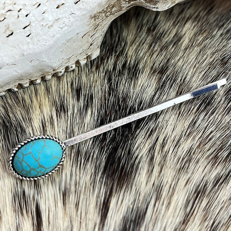 Chic Turquoise Alloy Hairpin