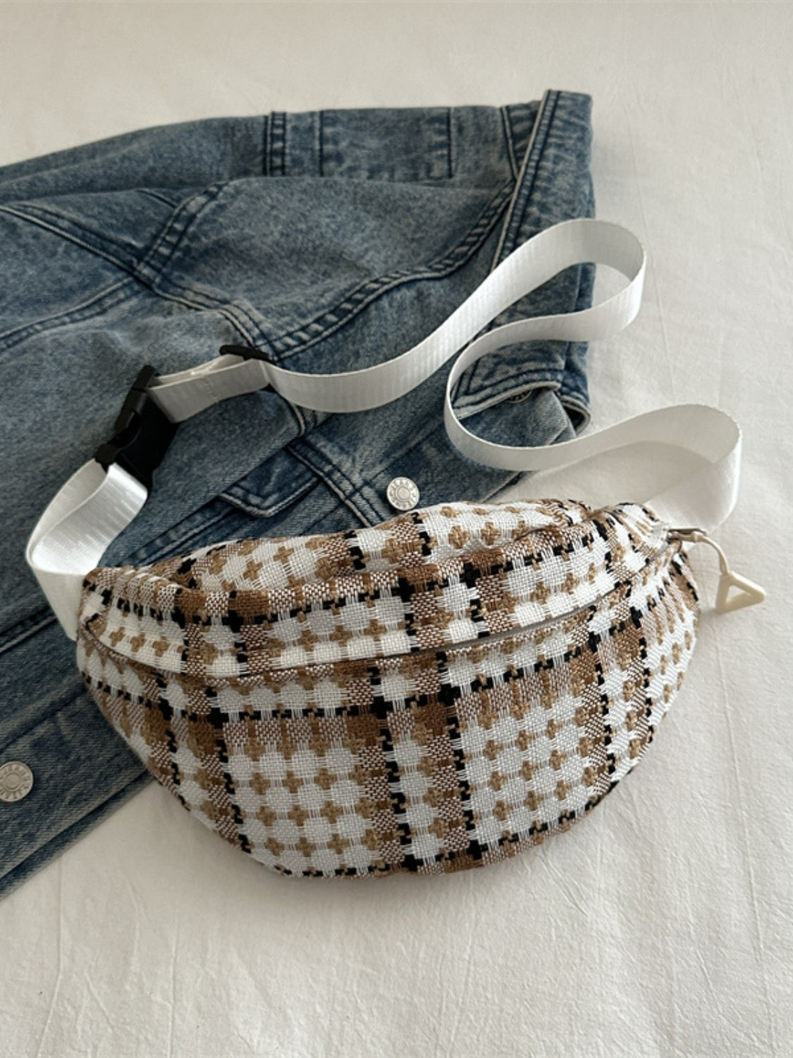 Plaid Wide Strap Unisex Chic Crossbody Bag