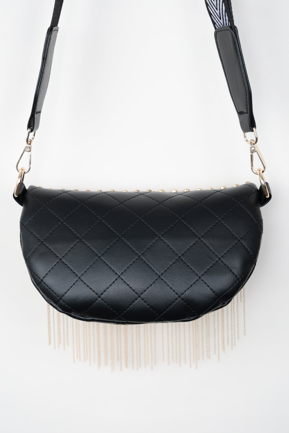 PU Leather Chic Studded Sling Bag with Fringes