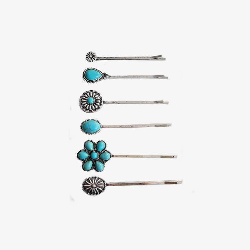 Chic Turquoise Alloy Hairpin