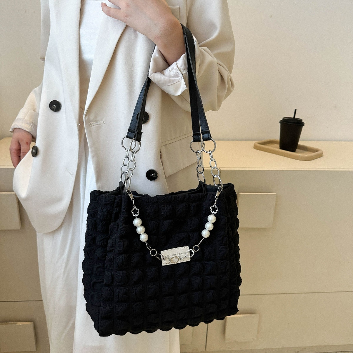 Chic Bubble Textured Tote Bag