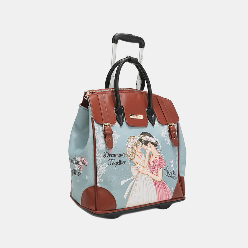 Nicole Lee USA Travel Printed Chic Rolling Tote Bag