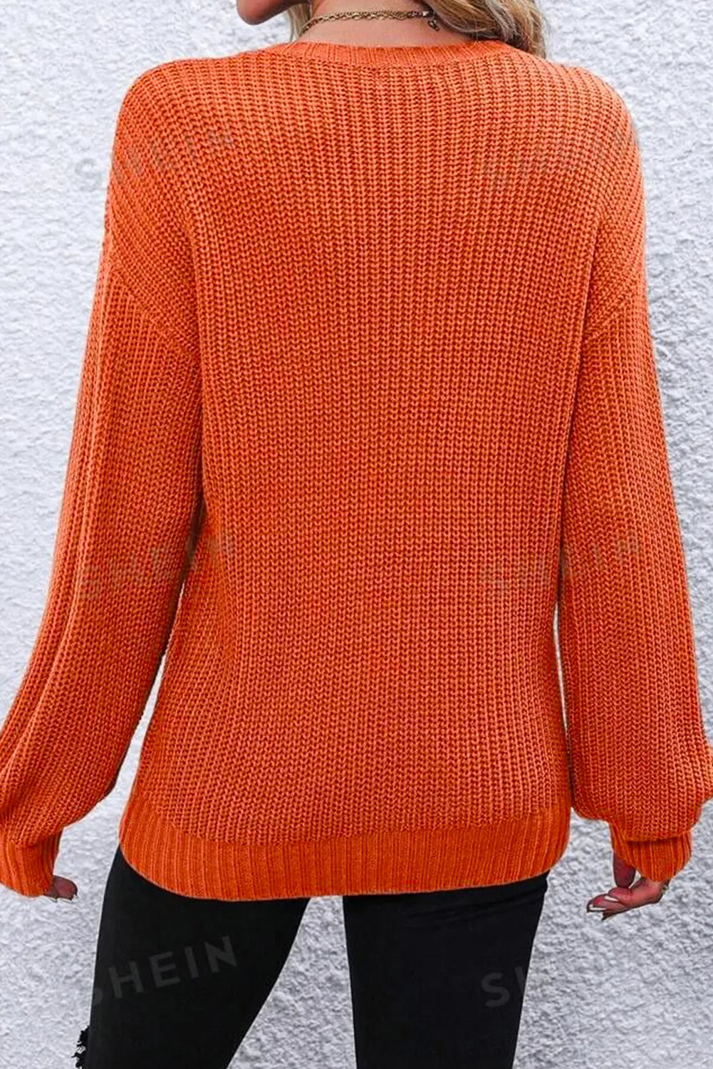 THANKSGIVING Orange Round Neck Long Sleeve Sweater