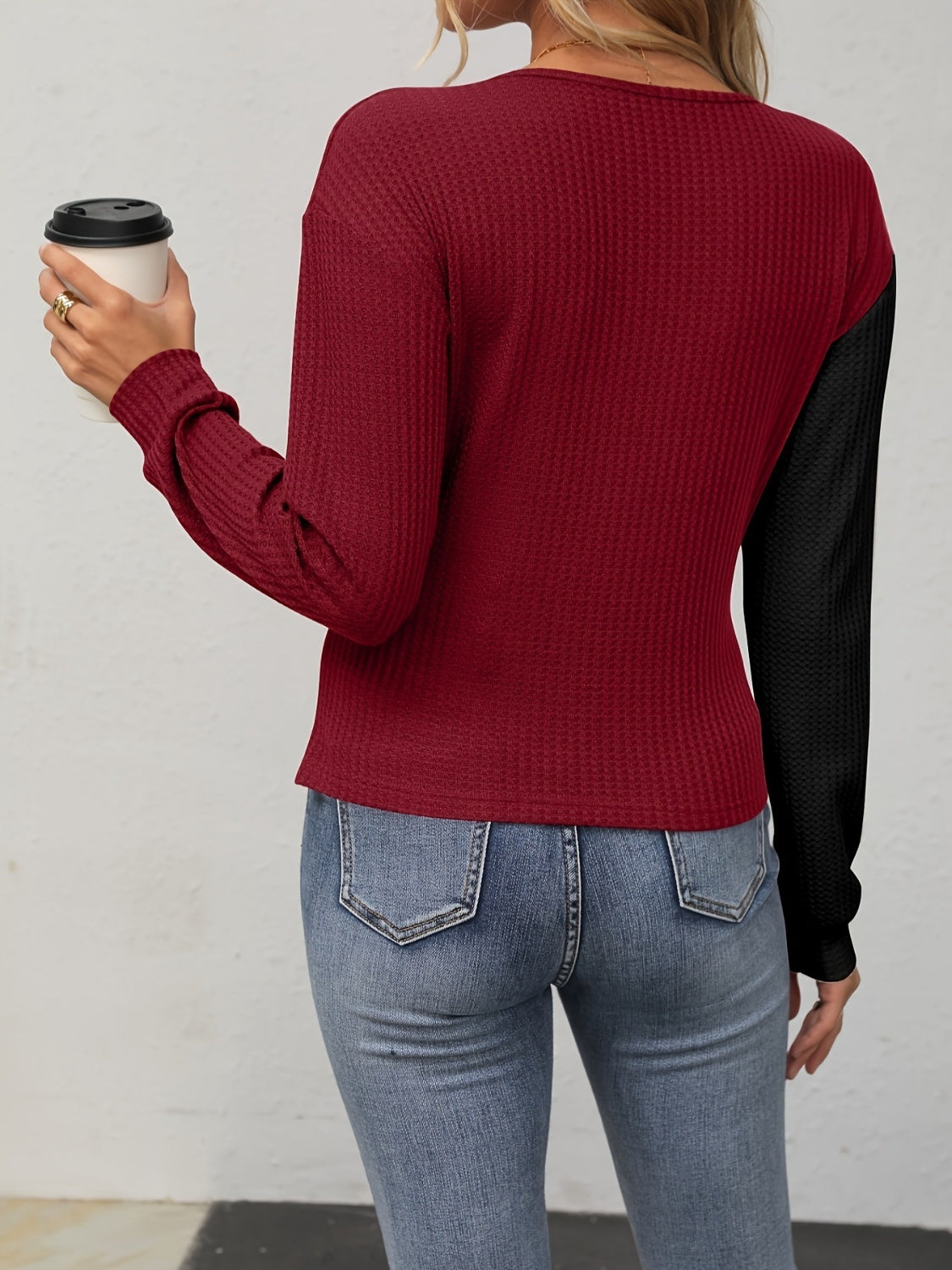 Contrast Surplice Long Sleeve Top