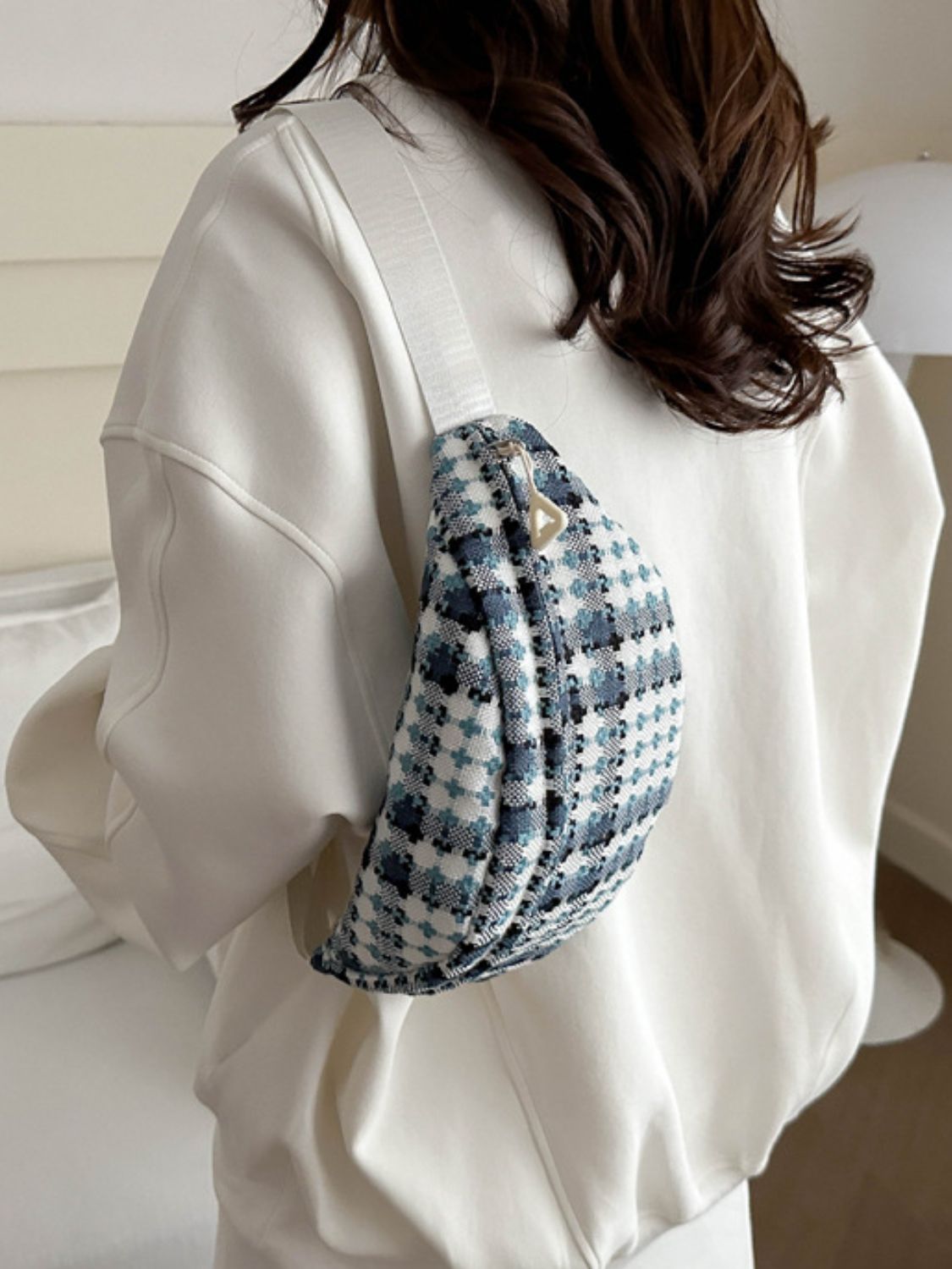 Plaid Wide Strap Unisex Chic Crossbody Bag